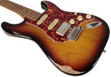 Suhr Select Classic S Antique HSS Guitar, Roasted Flamed Neck, 3 Tone Burst, Maple