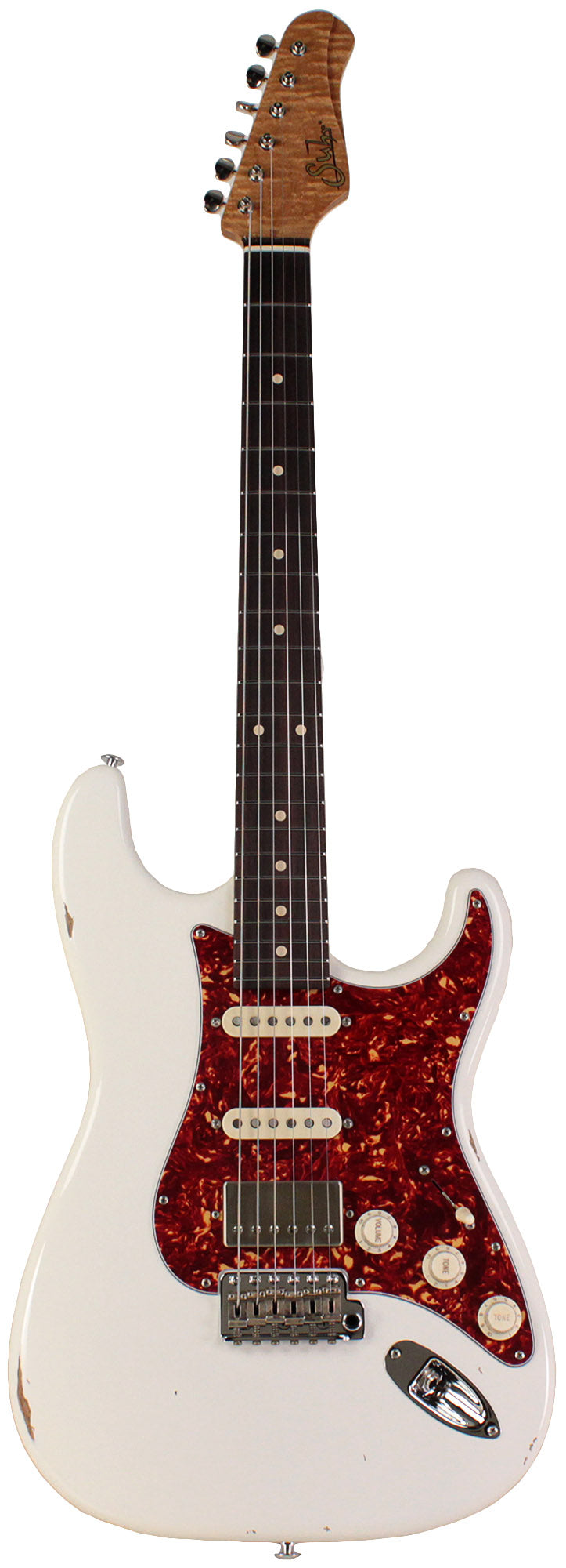 Suhr Select Classic S Antique HSS Guitar, Roasted Flamed Neck, Olympic  White, Rosewood