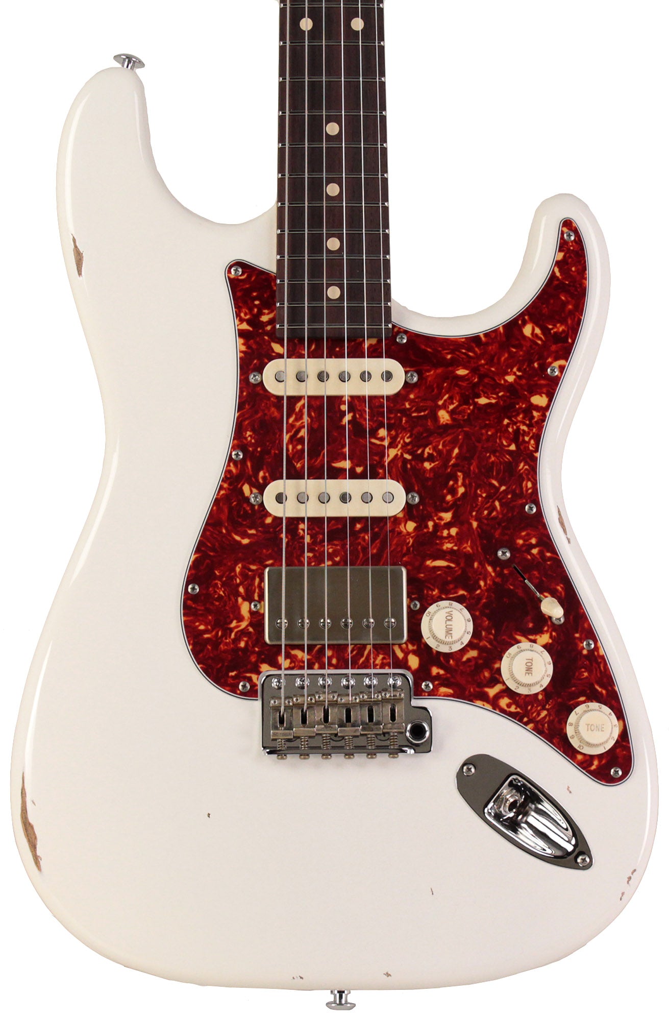 Suhr Select Classic S Antique HSS Guitar, Roasted Flamed Neck, Olympic White, Rosewood Suhr Select Classic S Antique HSS Guitar, Roasted Flamed Neck, Olympic White, Rosewood