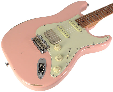 Suhr Select Classic S Antique HSS Guitar, Roasted Flamed Neck, Shell Pink, Maple