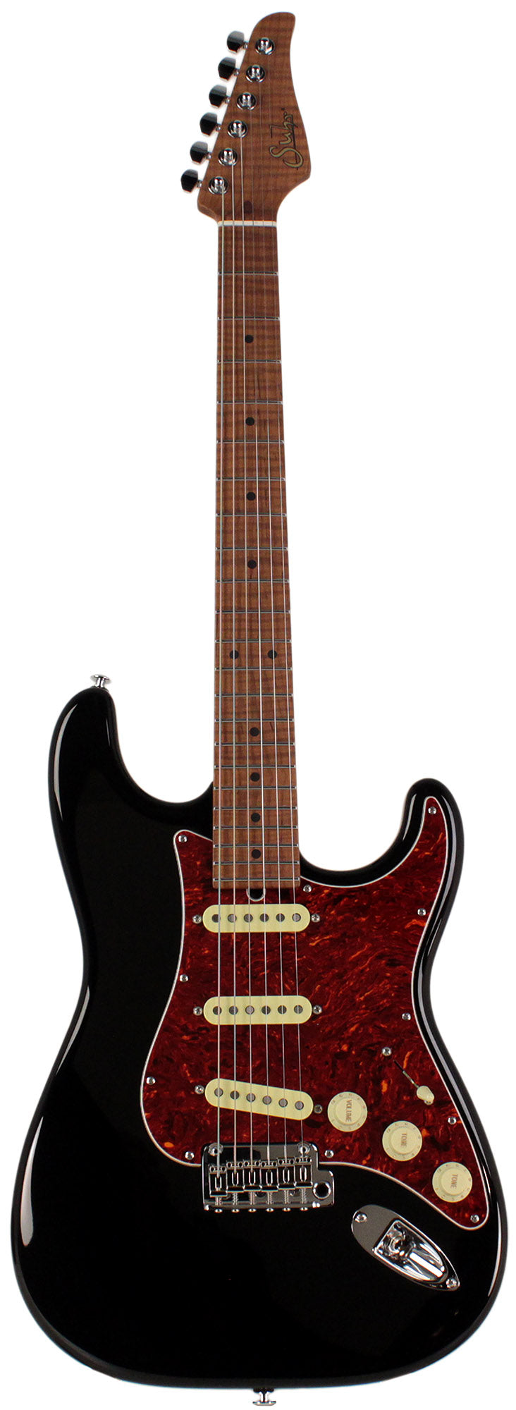 Suhr Select Classic S Guitar, Roasted Flamed Neck, Black, Maple