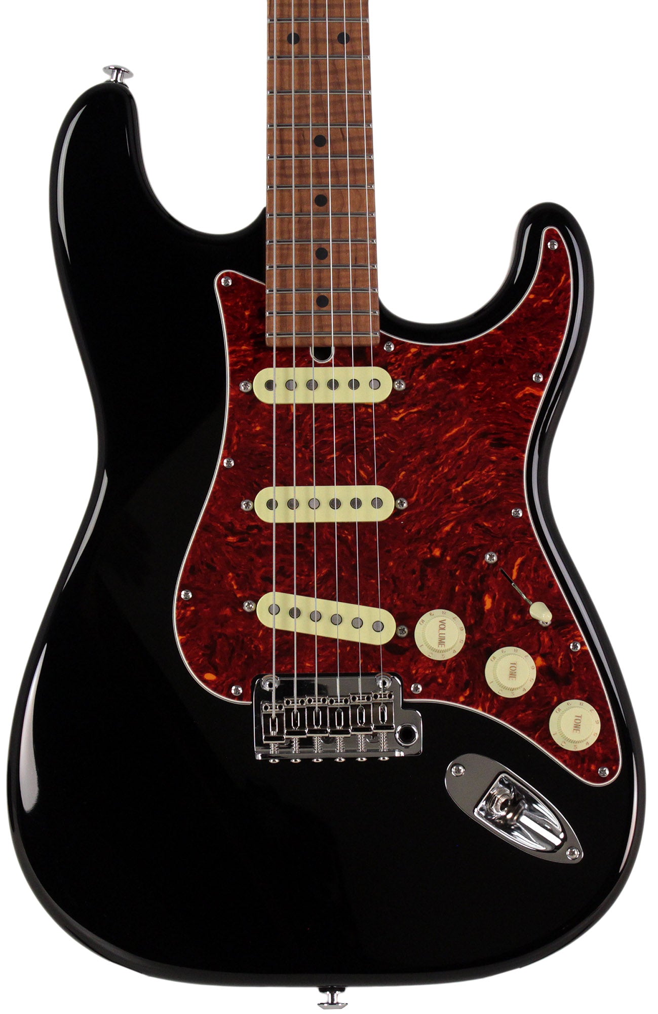 Suhr Select Classic S Guitar, Roasted Flamed Neck, Black, Maple
