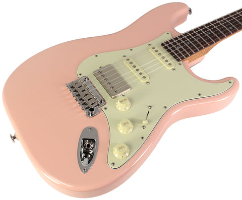 Suhr Select Classic S HSS Guitar, Roasted Flamed Neck, Shell Pink, Rosewood