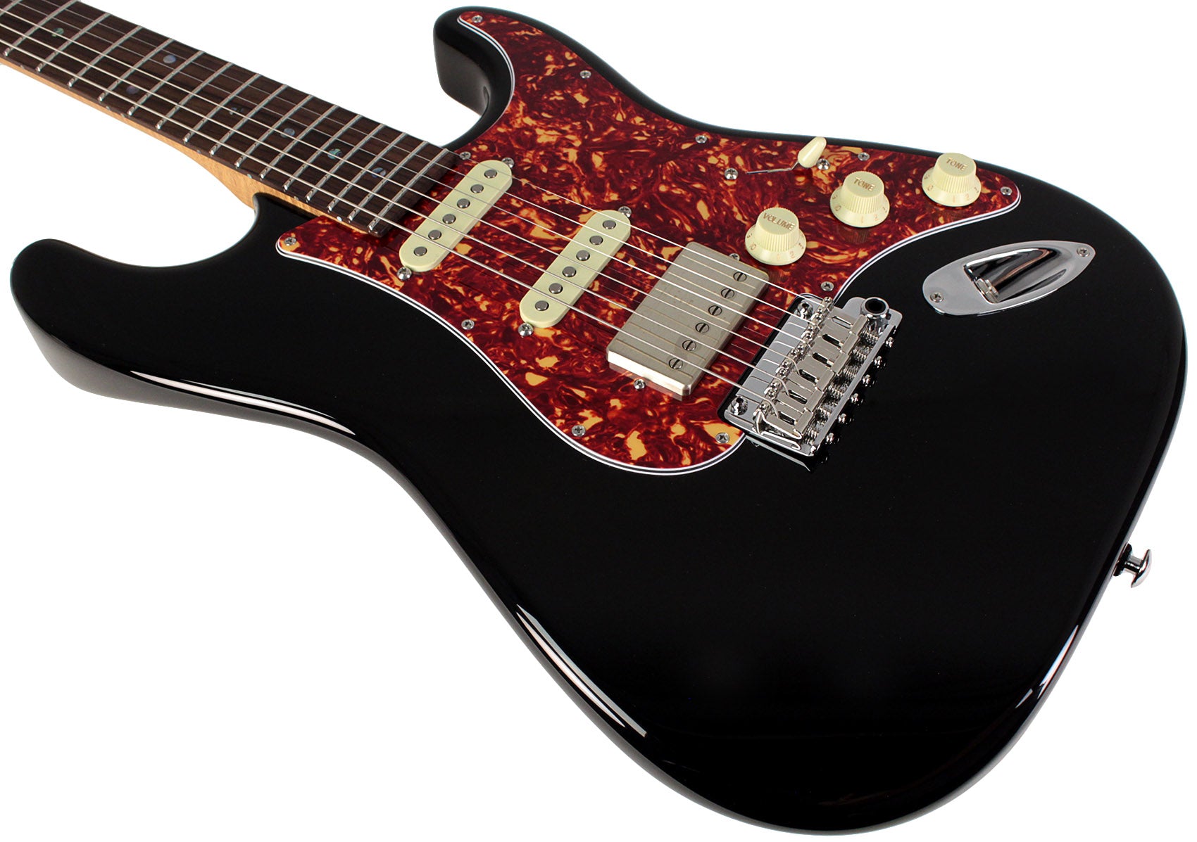 Suhr Select Classic S HSS Guitar, Roasted Flamed Neck, Black