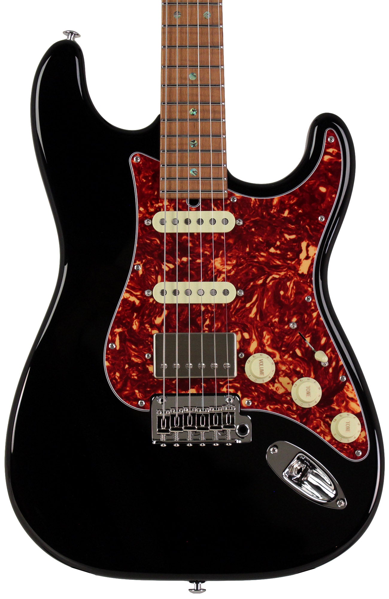 Suhr Select Classic S HSS Guitar, Roasted Flamed Neck, Black