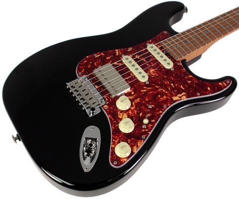 Suhr Select Classic S HSS Guitar, Roasted Flamed Neck, Black, Maple