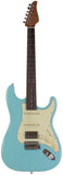 Suhr Select Classic S HSS Guitar, Roasted Flamed Neck, Daphne Blue, Rosewood