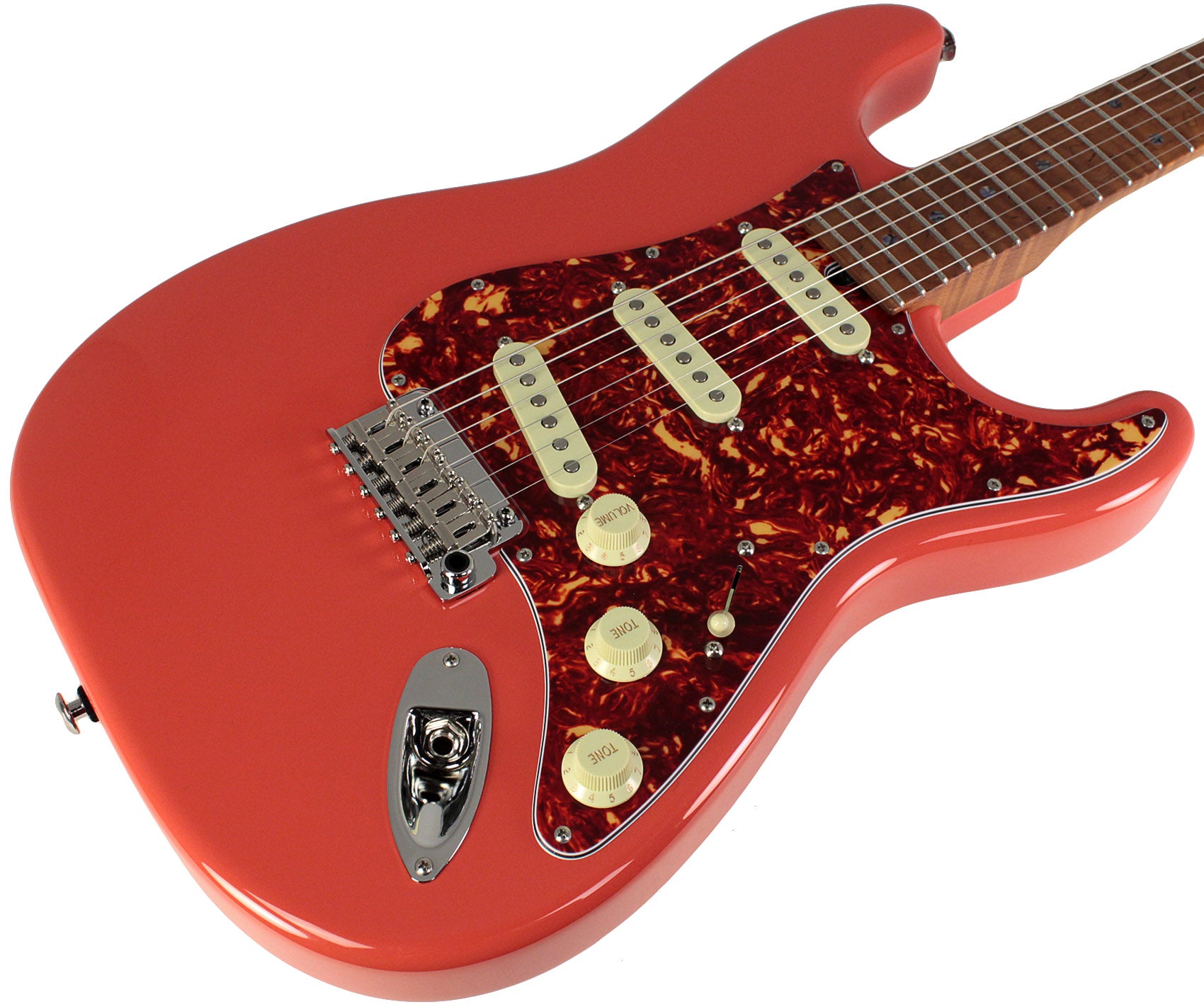 Suhr Select Classic S Guitar, Roasted Flamed Neck, Fiesta Red, Maple