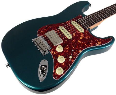 Suhr Select Classic S HSS Guitar, Roasted Flamed Neck, Ocean Turquoise, Rosewood