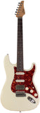 Suhr Select Classic S HSS Guitar, Roasted Flamed Neck, Olympic White, Rosewood