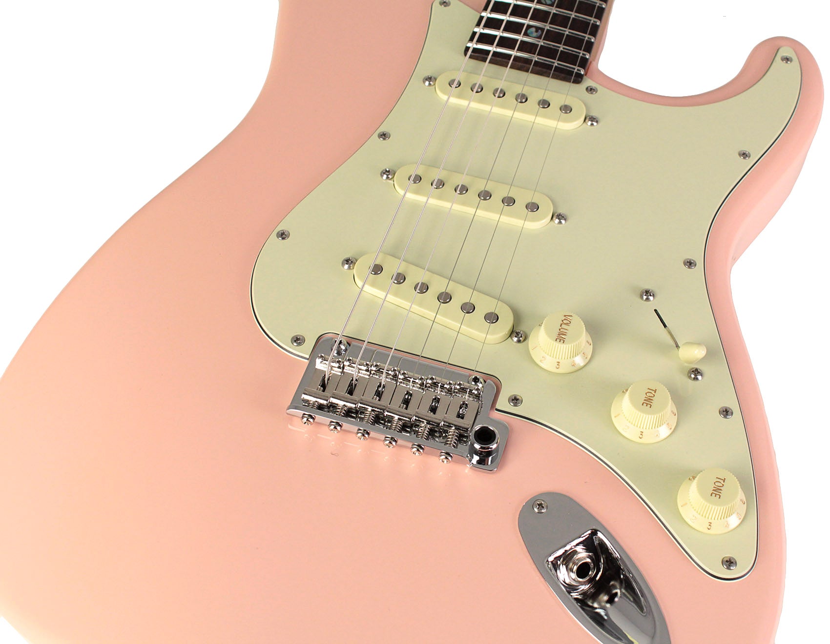 Suhr Select Classic S Guitar, Roasted Flamed Neck, Shell Pink