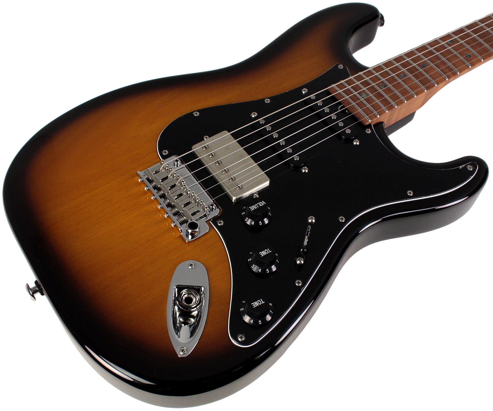 Suhr Select Classic S HSS Guitar, Roasted Flamed Neck, 2-Tone Tobacco  Burst, Maple