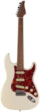Suhr Select Classic S Guitar, Roasted Flamed Neck, Olympic White, Maple