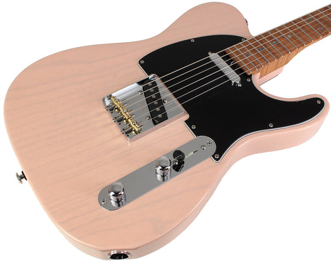 Suhr Select Classic T Roasted, Flamed, Swamp Ash, Trans Shell Pink, Hardshell