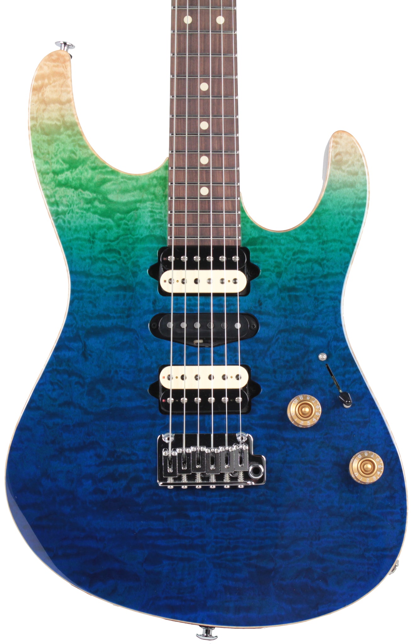 Suhr Modern Plus Curly Limited Guitar, Aqua Blue Gradient 