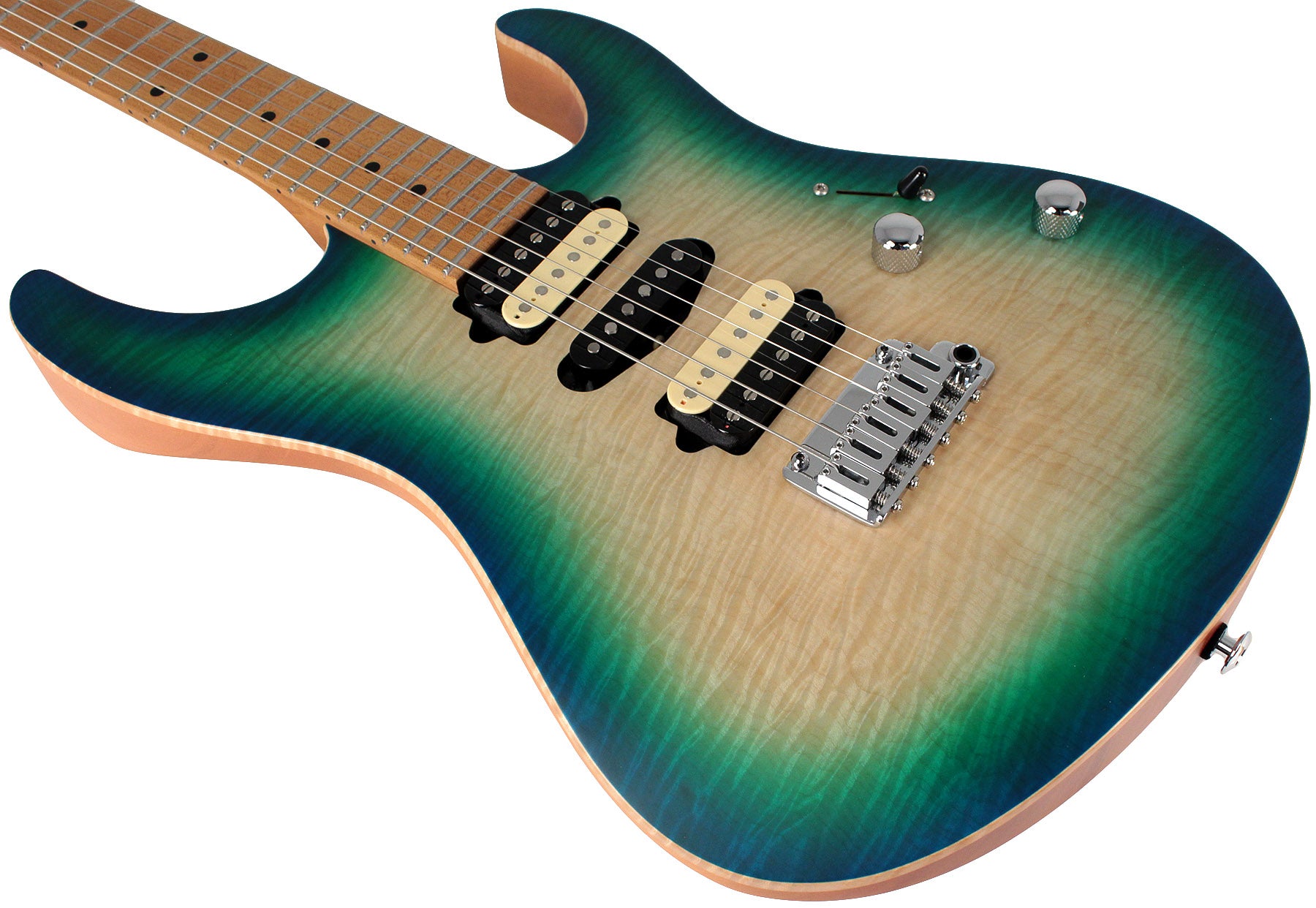 Suhr Limited Modern Satin Flame Guitar, Island Burst, Hardshell Case