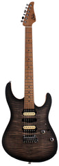 Suhr Limited Modern Satin Flame Guitar, Trans Charcoal Burst, Hardshell Case