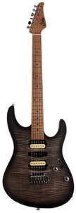 Suhr Limited Modern Satin Flame Guitar, Trans Charcoal Burst, Hardshell Case