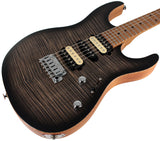 Suhr Limited Modern Satin Flame Guitar, Trans Charcoal Burst, Hardshell Case
