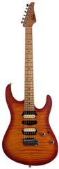 Suhr Limited Modern Satin Flame Guitar, Honey Burst, Hardshell Case