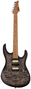 Suhr Limited Modern Satin Flame Guitar, Trans Charcoal Burst, Hardshell Case