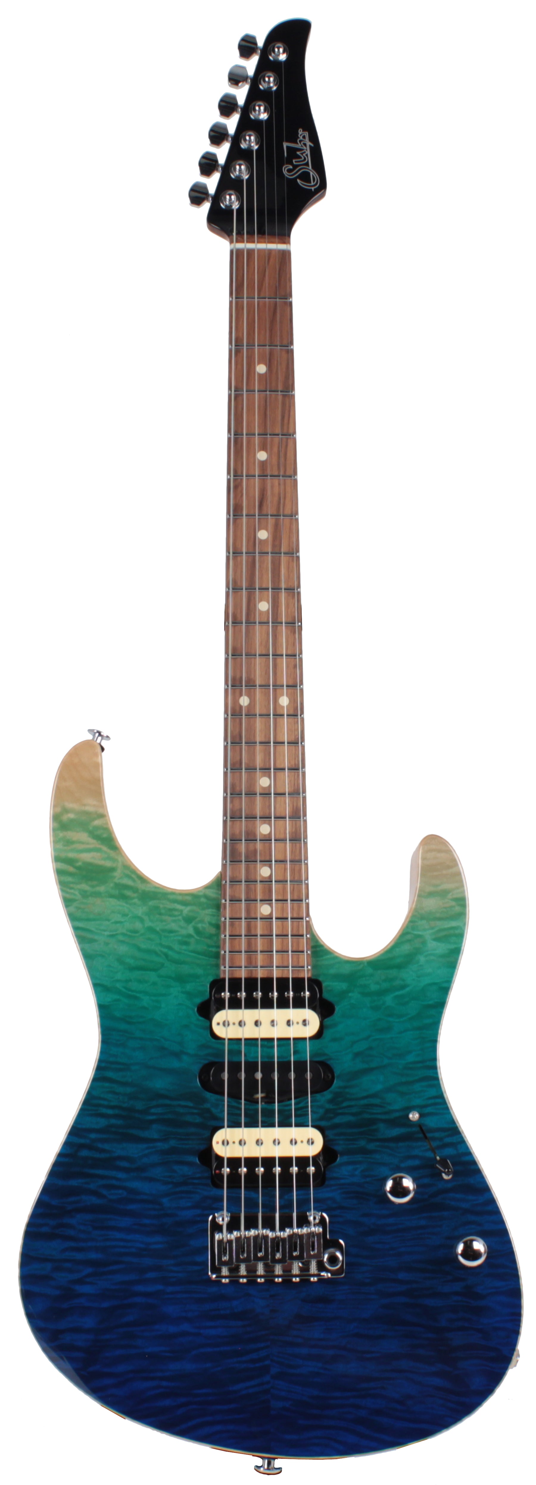 Suhr Modern Select Guitar, Quilted Maple, Aqua Burst Gradient 