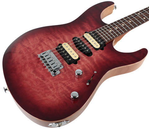 Suhr Modern Select Guitar, Quilted Maple, Trans Wine