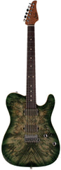 Suhr Select Modern T Mahogany Guitar, Burl, Faded Trans Green Burst