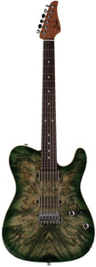 Suhr Select Modern T Mahogany Guitar, Faded Trans Green Burst Burl