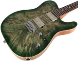 Suhr Select Modern T Mahogany Guitar, Burl, Faded Trans Green Burst