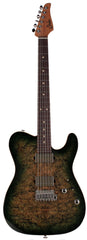 Suhr Select Modern T Mahogany Guitar, Faded Trans Green Burst Burl