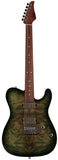 Suhr Modern T Select Guitar, Faded Trans Green Burst Burl