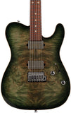 Suhr Modern T Select Guitar, Faded Trans Green Burst Burl