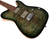 Suhr Modern T Select Guitar, Faded Trans Green Burst Burl