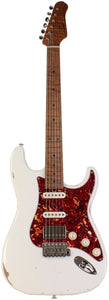 Suhr Select Classic S Antique HSS Guitar, Roasted Flamed Neck, Olympic White, Maple