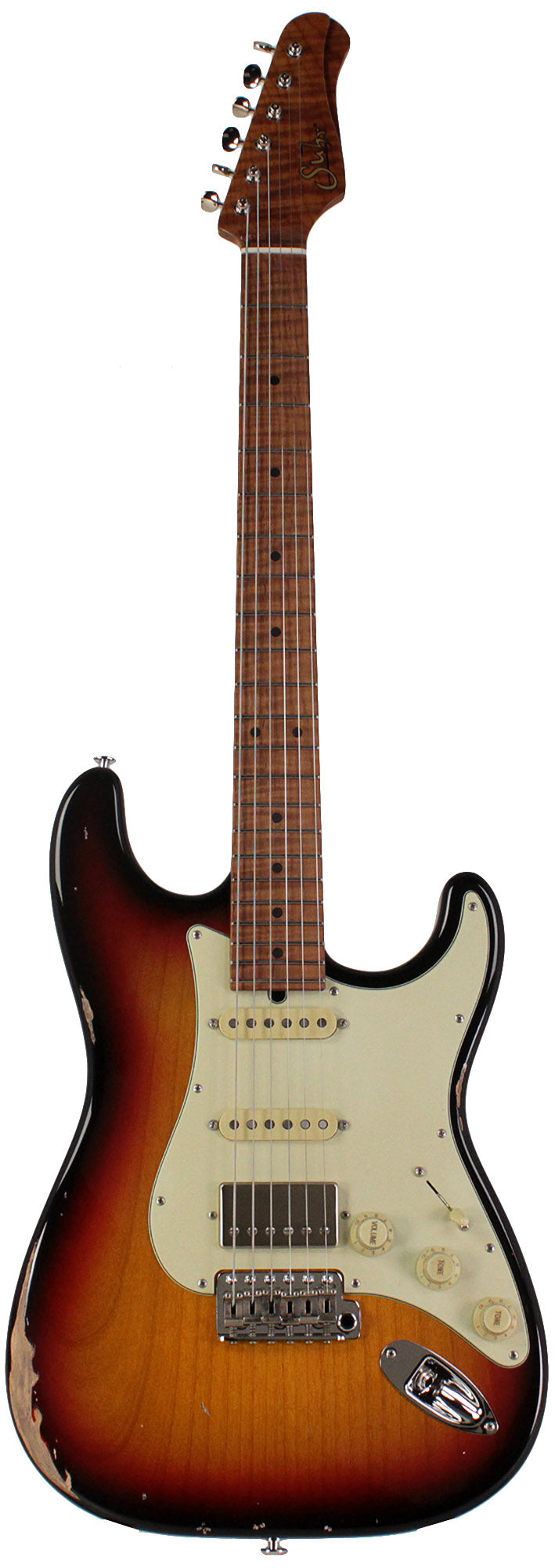 Suhr Select Classic S Antique HSS Guitar, Roasted Flamed Neck, 3