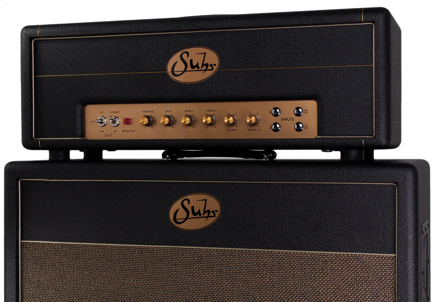 Suhr SL67 Hand Wired 50 Watt Head, 2x12 Deep Cab, Gold Grille