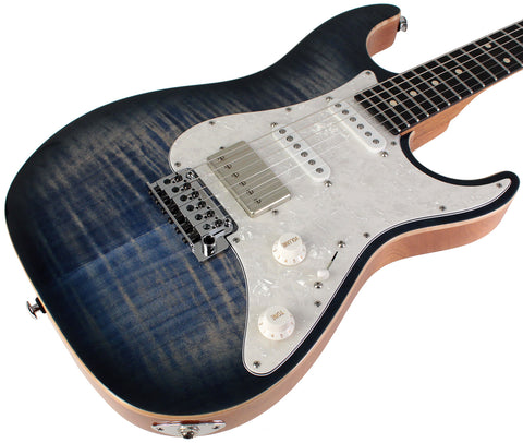 Suhr Select Standard Plus Mahogany Guitar, Faded Trans Whale Blue Burst